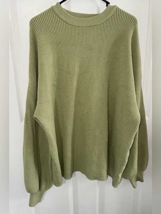Charcoal Sweaters - Olive Green Women's Oversized Knit Sweater- M/L